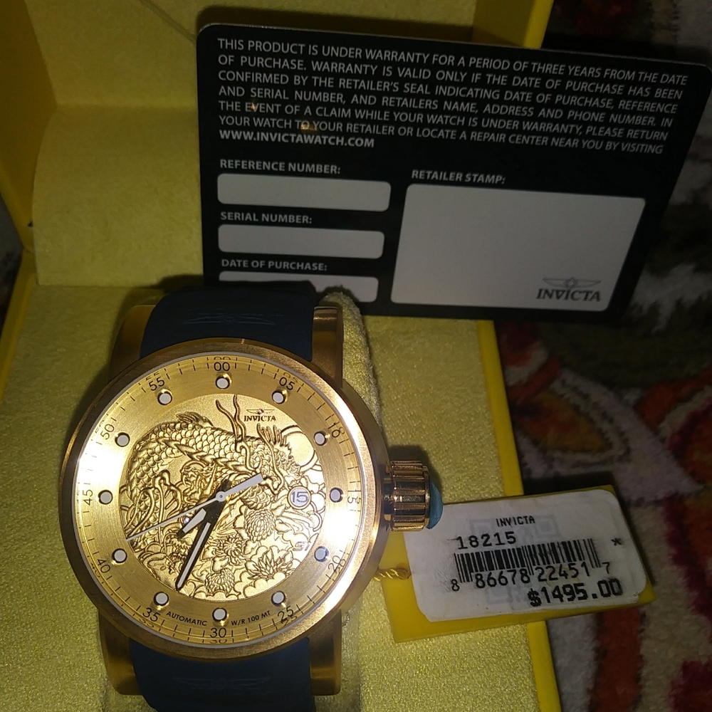 Invicta 18k Gold Plated Automatic Watch NWT - Picture 6 of 12